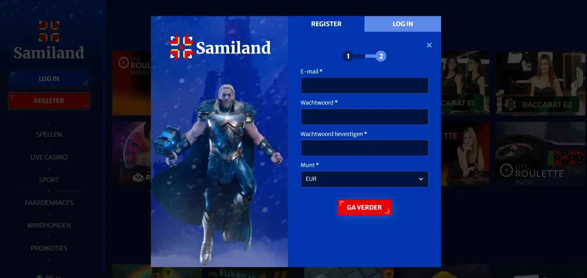 Registratiepagina van Samiland voor het openen van een persoonlijk account